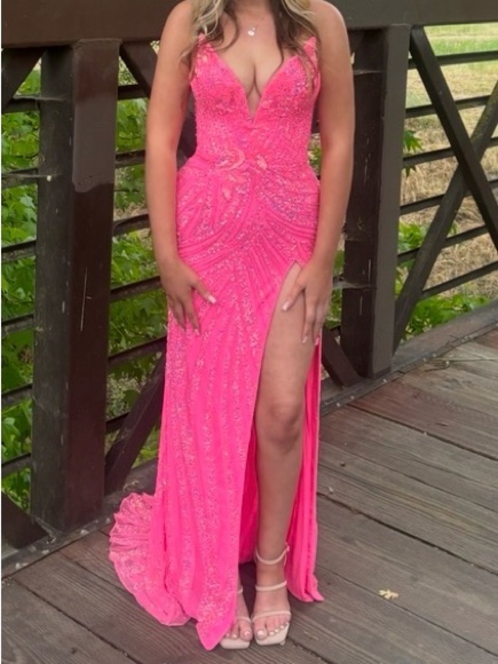 ASHLEYlauren Bright Pink Dress (Tag Shown)